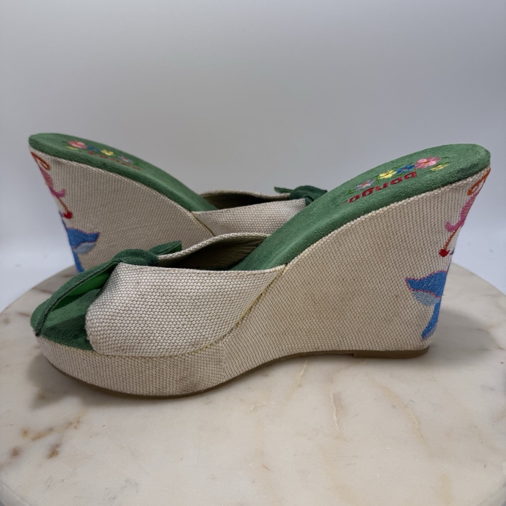 Bongo Vintage Y2K Embroidered Floral Platform Wedge Sandals Fairy Cute Size 10M - Picture 11 of 12